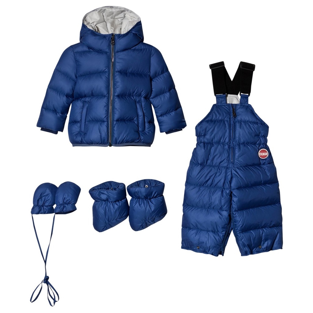 COLMAR Blue with Silver Lining Padded Down Kids Snowsuit Set 24M EUC